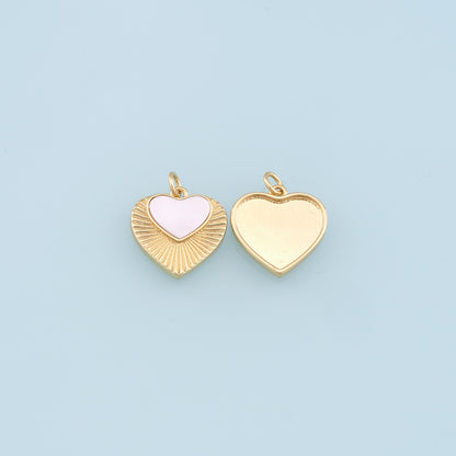 Gold Heart Charms,18K Gold Filled Heart Pendant,Heart Charm Bracelet Necklace for DIY Jewelry Making Supply