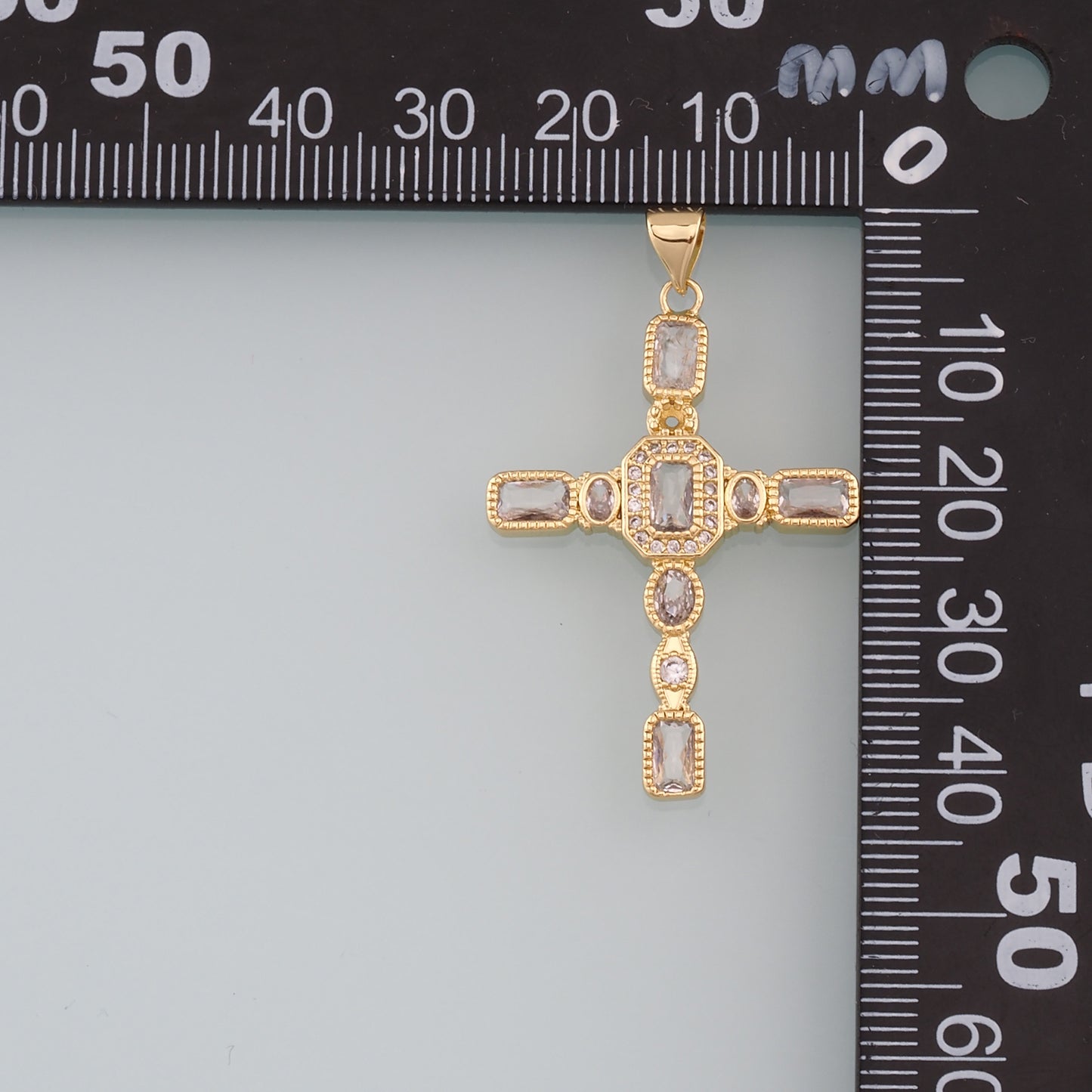 Gold Cross Charms,18K Gold Filled Cross Pendant,CZ Micro Pave Religion Charm Bracelet Necklace for DIY Jewelry Making Supply