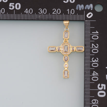 Gold Cross Charms,18K Gold Filled Cross Pendant,CZ Micro Pave Religion Charm Bracelet Necklace for DIY Jewelry Making Supply