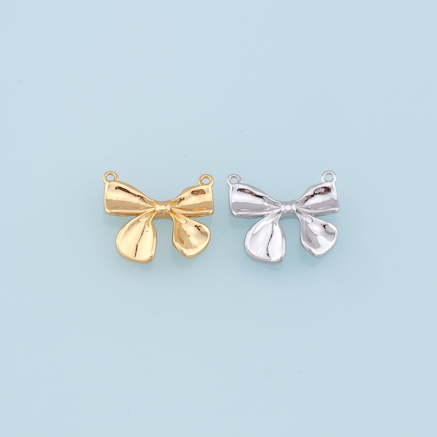 Gold Bow Charms,18K Gold Filled Bow Pendant,bow tie Charm Bracelet Necklace for DIY Jewelry Making Supply