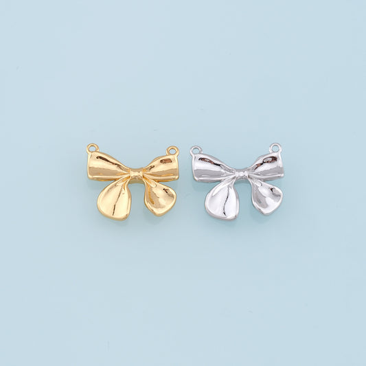 Gold Bow Charms,18K Gold Filled Bow Pendant,bow tie Charm Bracelet Necklace for DIY Jewelry Making Supply
