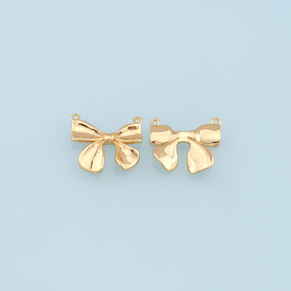 Gold Bow Charms,18K Gold Filled Bow Pendant,bow tie Charm Bracelet Necklace for DIY Jewelry Making Supply