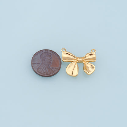 Gold Bow Charms,18K Gold Filled Bow Pendant,bow tie Charm Bracelet Necklace for DIY Jewelry Making Supply