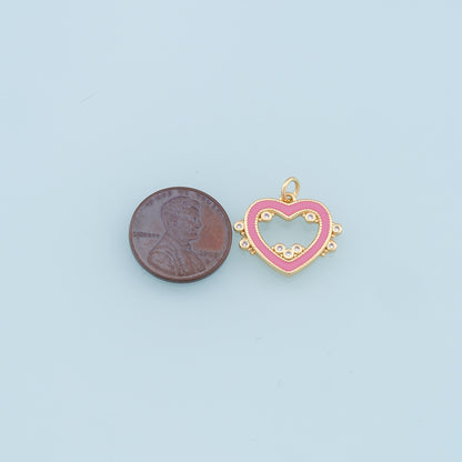 Gold Heart Charms,18K Gold Filled Enamel Heart Pendant,Heart Charm Bracelet Necklace for DIY Jewelry Making Supply