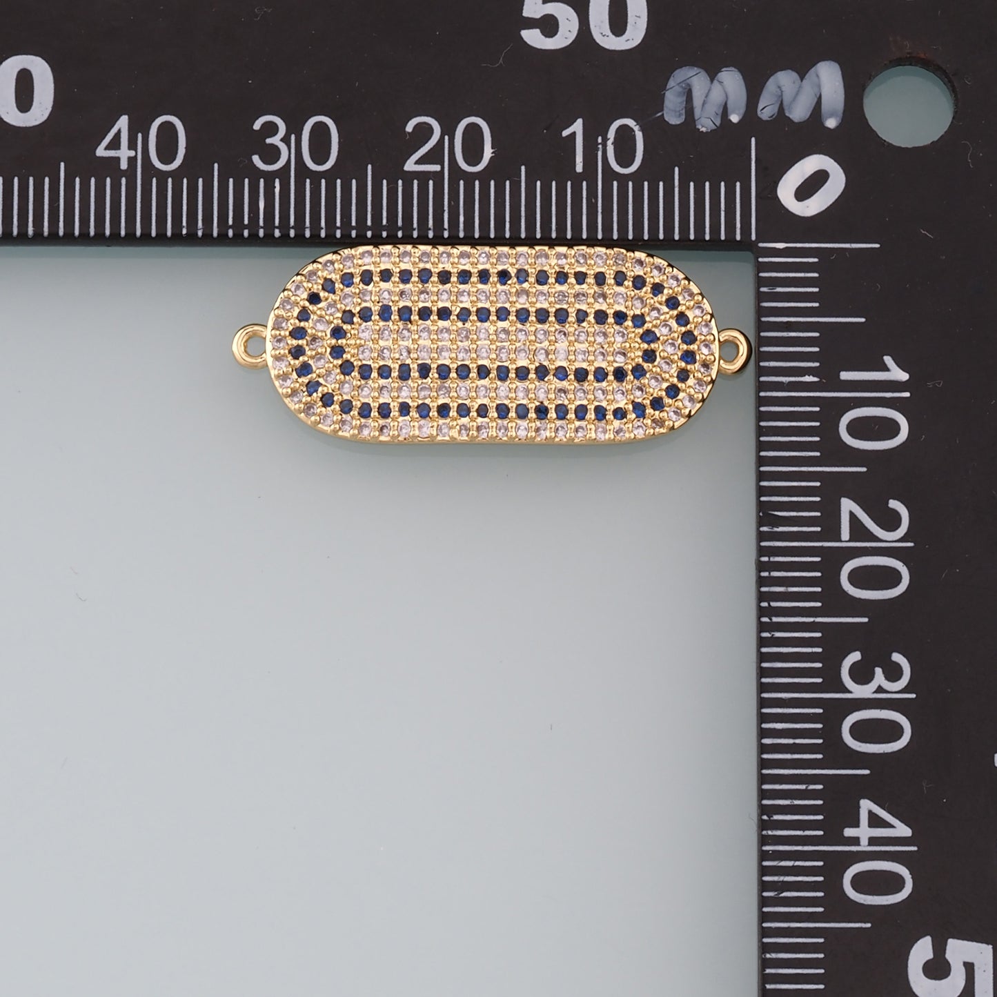 Gold Connector Charm,18K Gold Filled Oval Pendant,CZ Micro Pave Oval Charm Bracelet Necklace for DIY Jewelry Making Supply