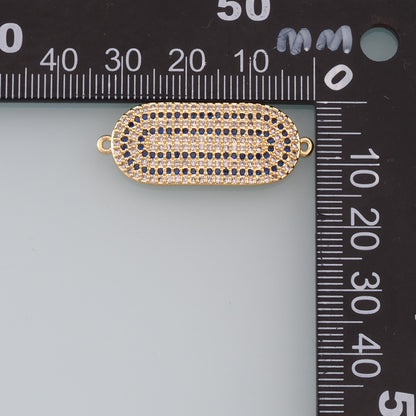 Gold Connector Charm,18K Gold Filled Oval Pendant,CZ Micro Pave Oval Charm Bracelet Necklace for DIY Jewelry Making Supply