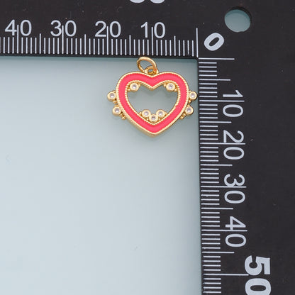 Gold Heart Charms,18K Gold Filled Enamel Heart Pendant,Heart Charm Bracelet Necklace for DIY Jewelry Making Supply