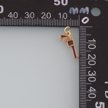 Gold Gun Charms,18K Gold Filled Gun Pendant,Enamel Gun Charm Bracelet Necklace for DIY Jewelry Making Supply