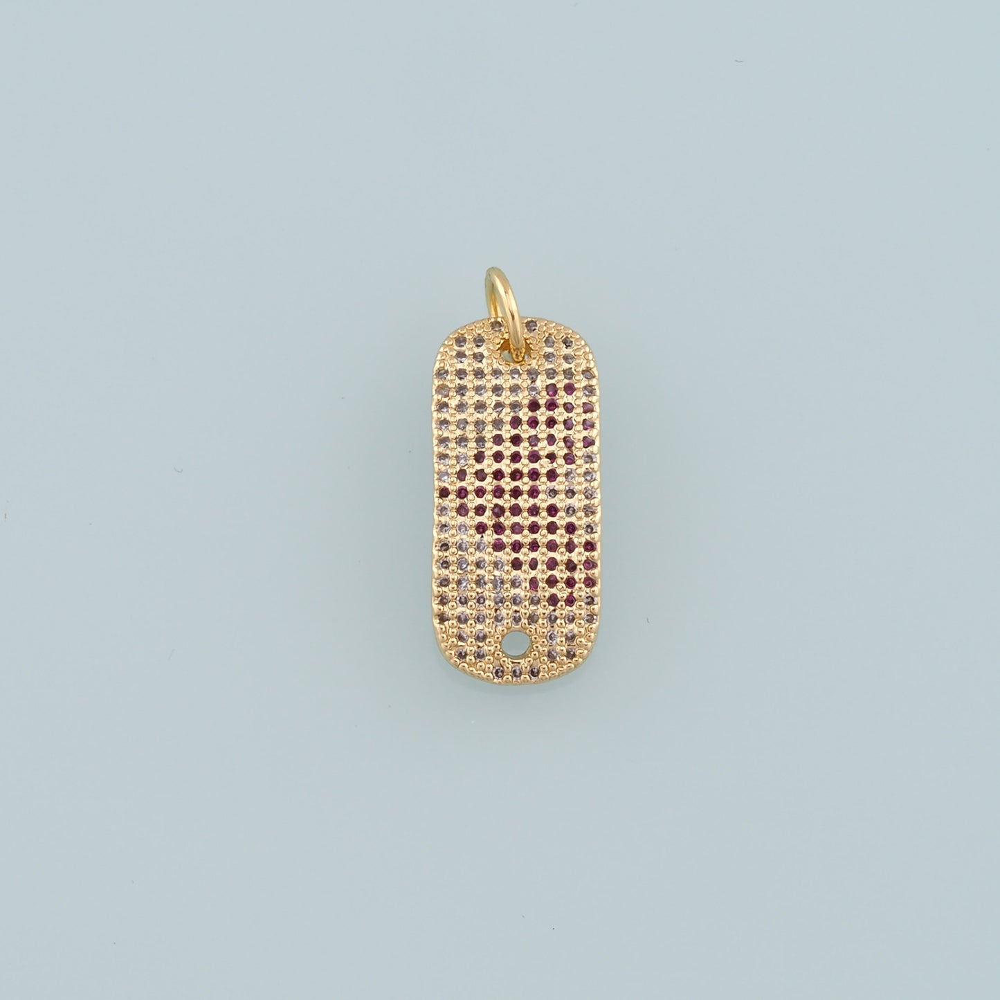 18K Gold Filled Oval Pendant,CZ Micro Pave Oval Charm Bracelet Necklace for DIY Jewelry Making Supply