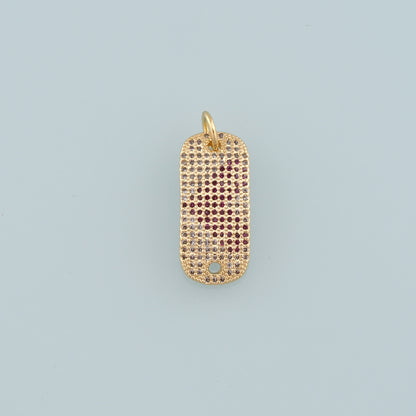 18K Gold Filled Oval Pendant,CZ Micro Pave Oval Charm Bracelet Necklace for DIY Jewelry Making Supply