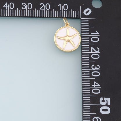 Gold Starfish Charms,18K Gold Filled Enamel Sea star Pendant,Starfish Charm Bracelet Necklace for DIY Jewelry Making Supply