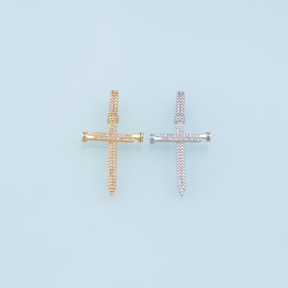 Gold Cross Charms,18K Gold Filled CZ Cross Pendant,Religious Charm Bracelet Necklace for DIY Jewelry Making Supply