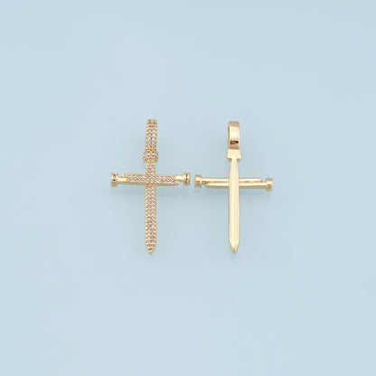 Gold Cross Charms,18K Gold Filled CZ Cross Pendant,Religious Charm Bracelet Necklace for DIY Jewelry Making Supply