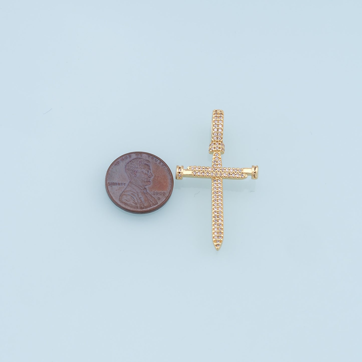 Gold Cross Charms,18K Gold Filled CZ Cross Pendant,Religious Charm Bracelet Necklace for DIY Jewelry Making Supply