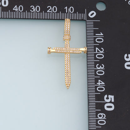 Gold Cross Charms,18K Gold Filled CZ Cross Pendant,Religious Charm Bracelet Necklace for DIY Jewelry Making Supply
