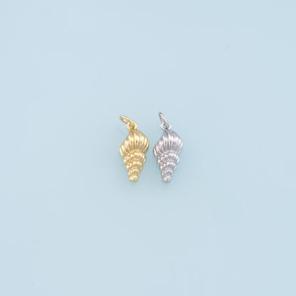Gold Conch Charms,18K Gold Filled Conch Shell Pendant,Silver Conch Shell Charm Bracelet Necklace for DIY Jewelry Making Supply