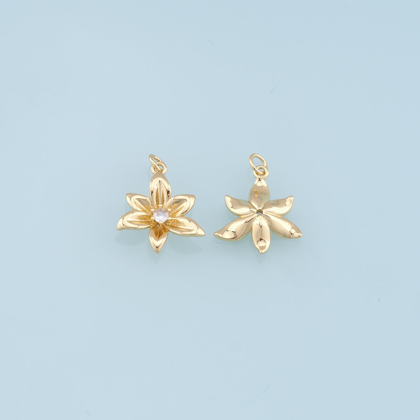 Gold Flower Charms,18K Gold Filled Flower Pendant,Silver Flower Charm Bracelet Necklace for DIY Jewelry Making Supply