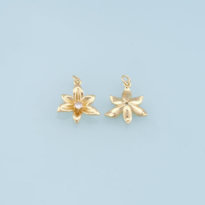 Gold Flower Charms,18K Gold Filled Flower Pendant,Silver Flower Charm Bracelet Necklace for DIY Jewelry Making Supply