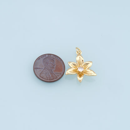 Gold Flower Charms,18K Gold Filled Flower Pendant,Silver Flower Charm Bracelet Necklace for DIY Jewelry Making Supply
