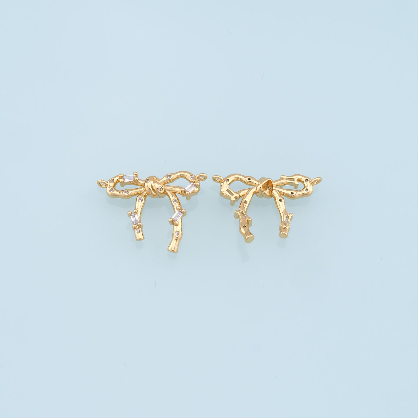 Gold Bow Charms,18K Gold Filled CZ Bow Pendant,Silver bow tie Charm Bracelet Necklace for DIY Jewelry Making Supply