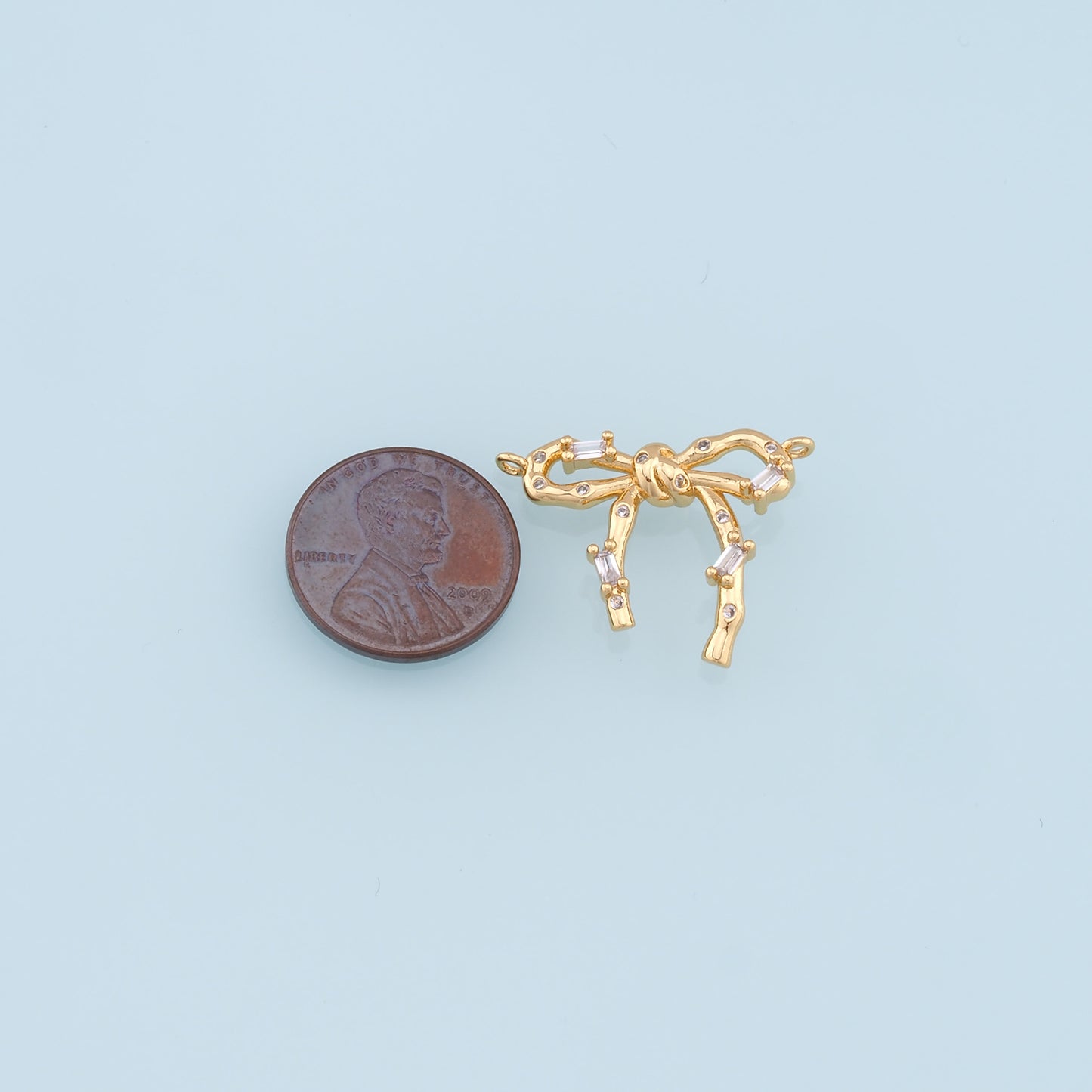 Gold Bow Charms,18K Gold Filled CZ Bow Pendant,Silver bow tie Charm Bracelet Necklace for DIY Jewelry Making Supply
