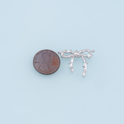 Gold Bow Charms,18K Gold Filled CZ Bow Pendant,Silver bow tie Charm Bracelet Necklace for DIY Jewelry Making Supply