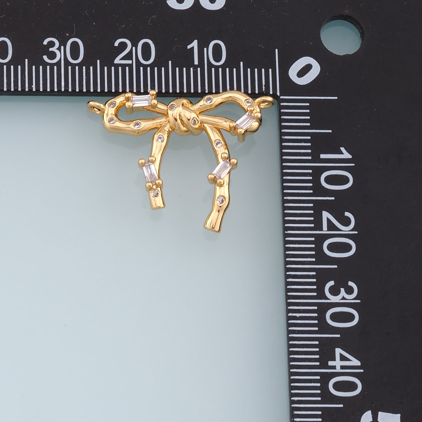 Gold Bow Charms,18K Gold Filled CZ Bow Pendant,Silver bow tie Charm Bracelet Necklace for DIY Jewelry Making Supply