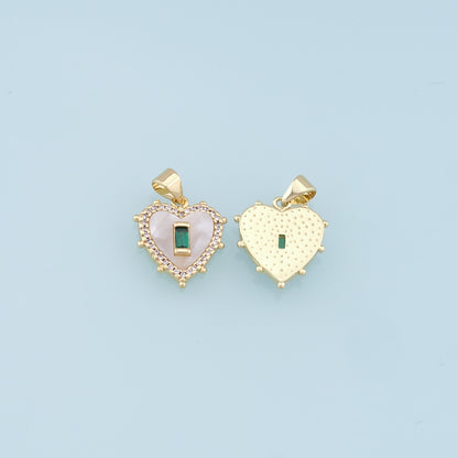 Gold Heart Charms,18K Gold Filled Heart Pendant,CZ Micro Pave Heart Charm Bracelet Necklace for DIY Jewelry Making Supply