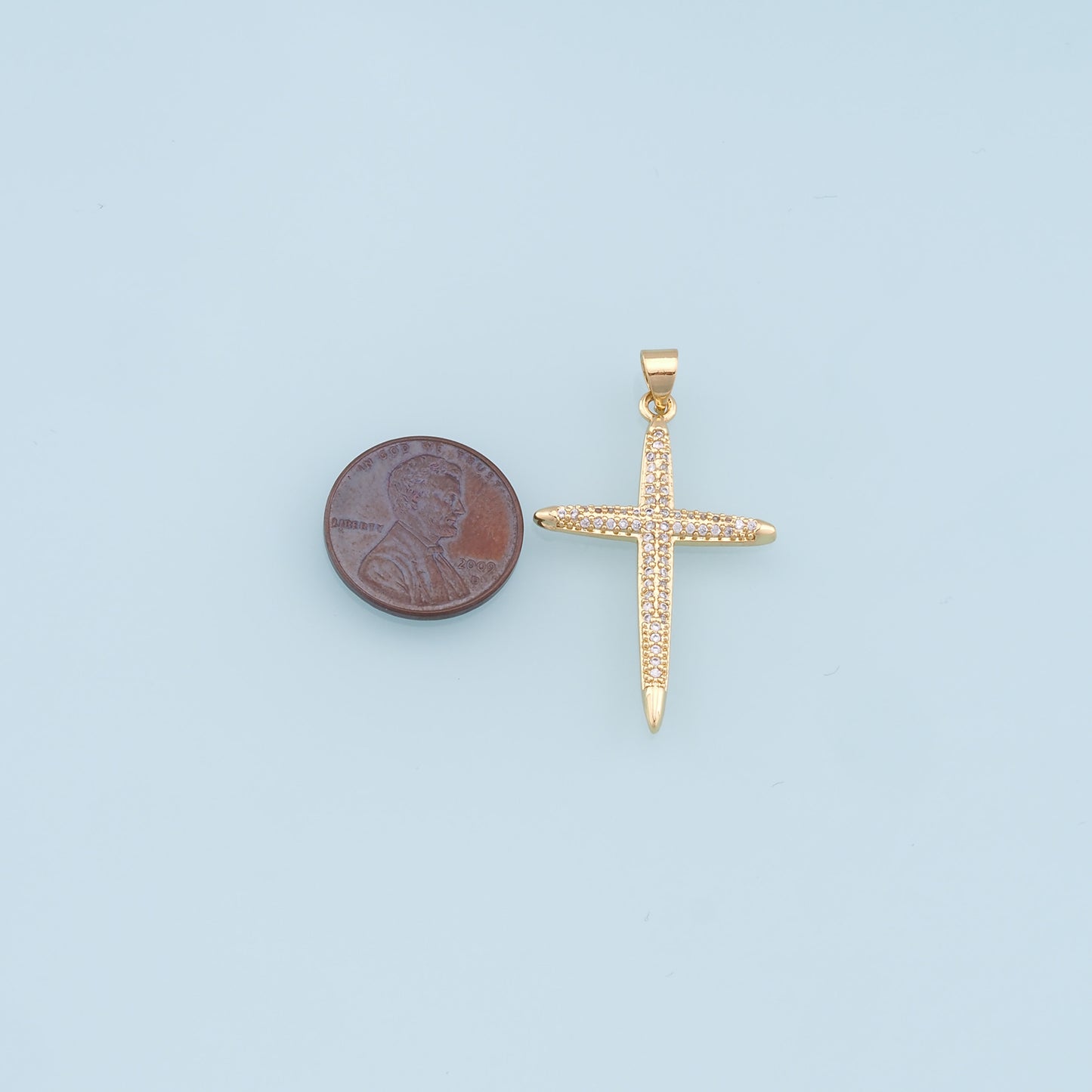 Gold Cross Charms,18K Gold Filled Cross Pendant,CZ Micro Pave Cross Charm Bracelet Necklace for DIY Jewelry Making Supply