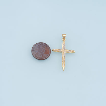 Gold Cross Charms,18K Gold Filled Cross Pendant,CZ Micro Pave Cross Charm Bracelet Necklace for DIY Jewelry Making Supply