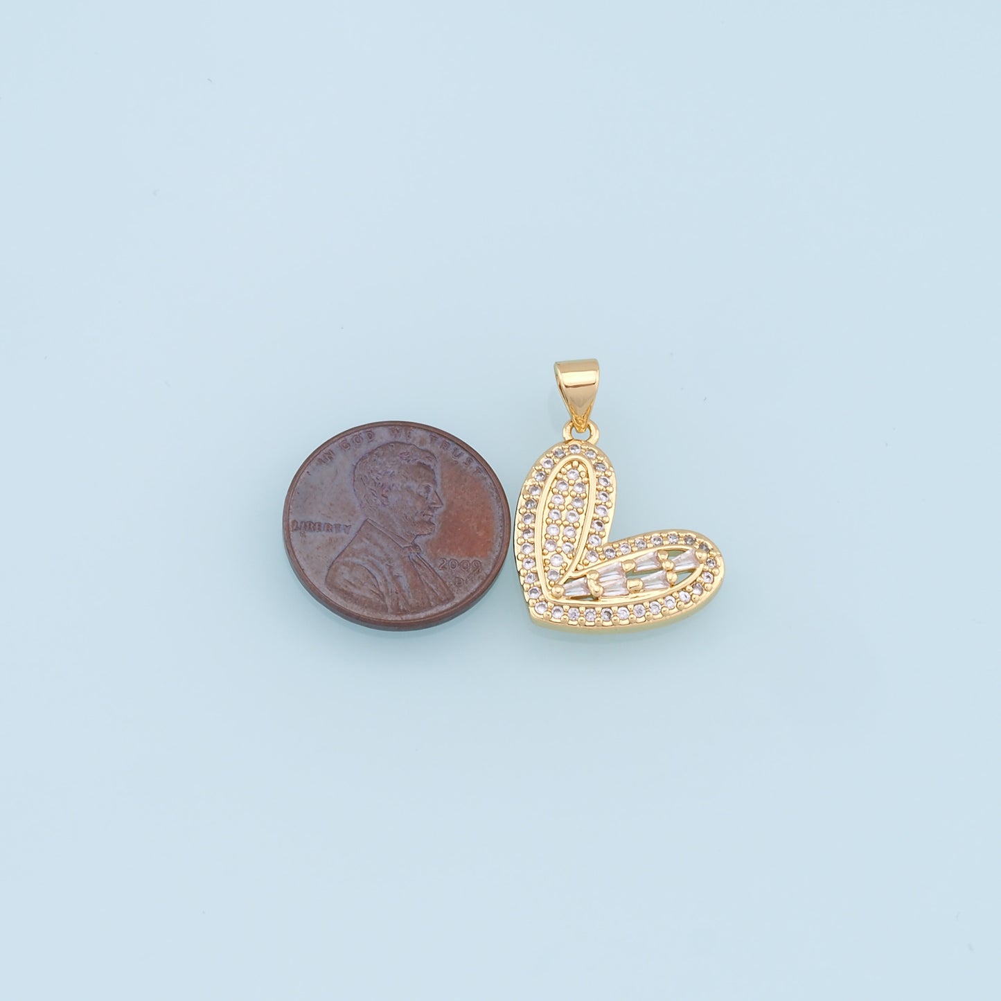 Gold Heart Charms,18K Gold Filled Heart Pendant,CZ Micro Pave Heart Charm Bracelet Necklace for DIY Jewelry Making Supply