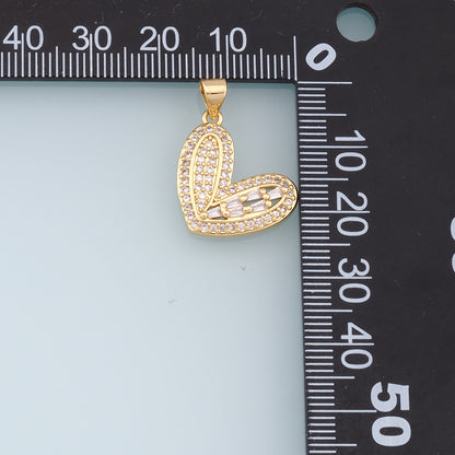 Gold Heart Charms,18K Gold Filled Heart Pendant,CZ Micro Pave Heart Charm Bracelet Necklace for DIY Jewelry Making Supply