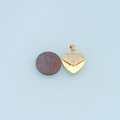 Gold Heart Charms,18K Gold Filled Heart Pendant,CZ Micro Pave Heart Charm Bracelet Necklace for DIY Jewelry Making Supply