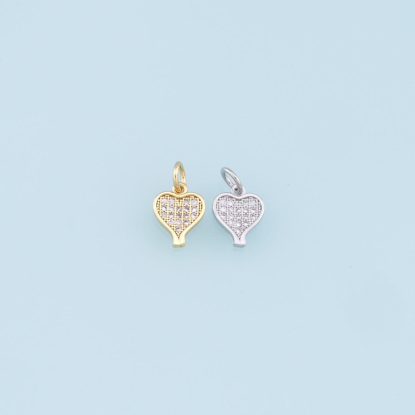 Gold Heart Charms,18K Gold Filled Heart Pendant,Tiny Heart Charm Bracelet Necklace for DIY Jewelry Making Supply