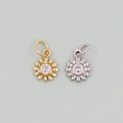 Gold Sun Charms,18K Gold Filled Round Coin Pendant,Celestial Charm Bracelet Necklace for DIY Jewelry Making Supply
