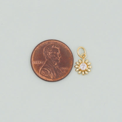 Gold Sun Charms,18K Gold Filled Round Coin Pendant,Celestial Charm Bracelet Necklace for DIY Jewelry Making Supply