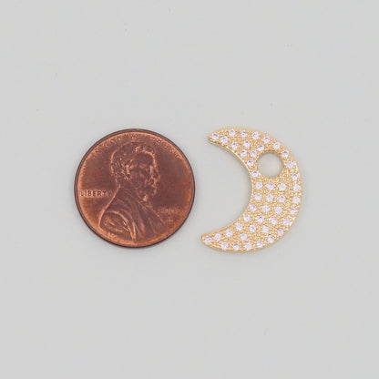 Gold Moon Charms,18K Gold Filled CZ Moon Pendant,Celestial Charm Bracelet Necklace for DIY Jewelry Making Supply