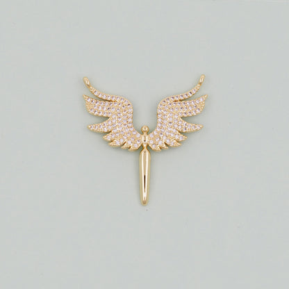 Gold Angel Charms,18K Gold Filled CZ Angel Pendant,Angel Charm Bracelet Necklace for DIY Jewelry Making Supply