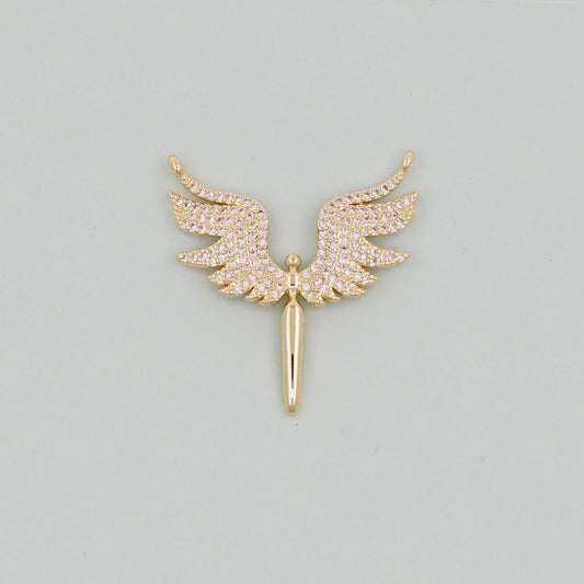 Gold Angel Charms,18K Gold Filled CZ Angel Pendant,Angel Charm Bracelet Necklace for DIY Jewelry Making Supply