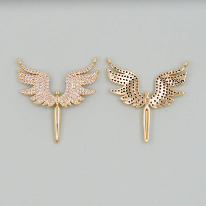 Gold Angel Charms,18K Gold Filled CZ Angel Pendant,Angel Charm Bracelet Necklace for DIY Jewelry Making Supply