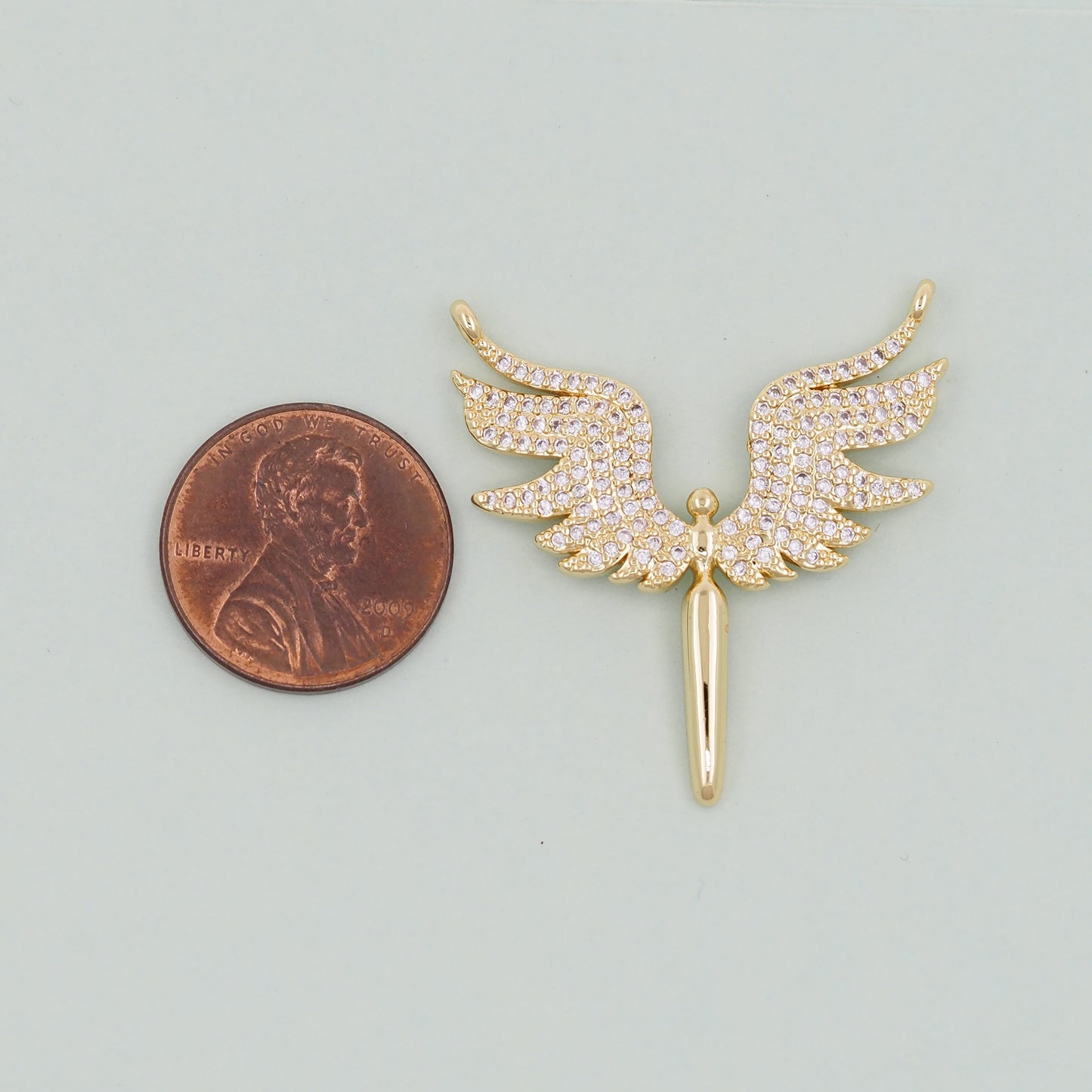 Gold Angel Charms,18K Gold Filled CZ Angel Pendant,Angel Charm Bracelet Necklace for DIY Jewelry Making Supply