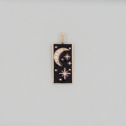 Gold Moon Star Charms,18K Gold Filled CZ Moon Pendant,Celestial Charm Bracelet Necklace for DIY Jewelry Making Supply