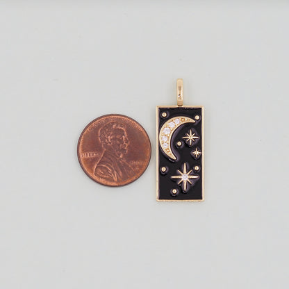 Gold Moon Star Charms,18K Gold Filled CZ Moon Pendant,Celestial Charm Bracelet Necklace for DIY Jewelry Making Supply