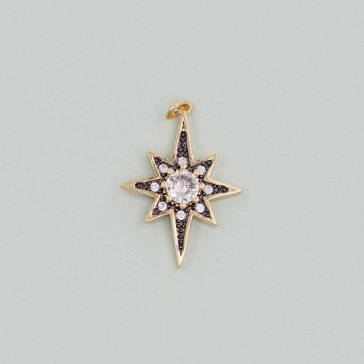 Gold Star Charms,18K Gold Filled Starburst Pendant,North Star Charm Bracelet Necklace for DIY Jewelry Making Supply