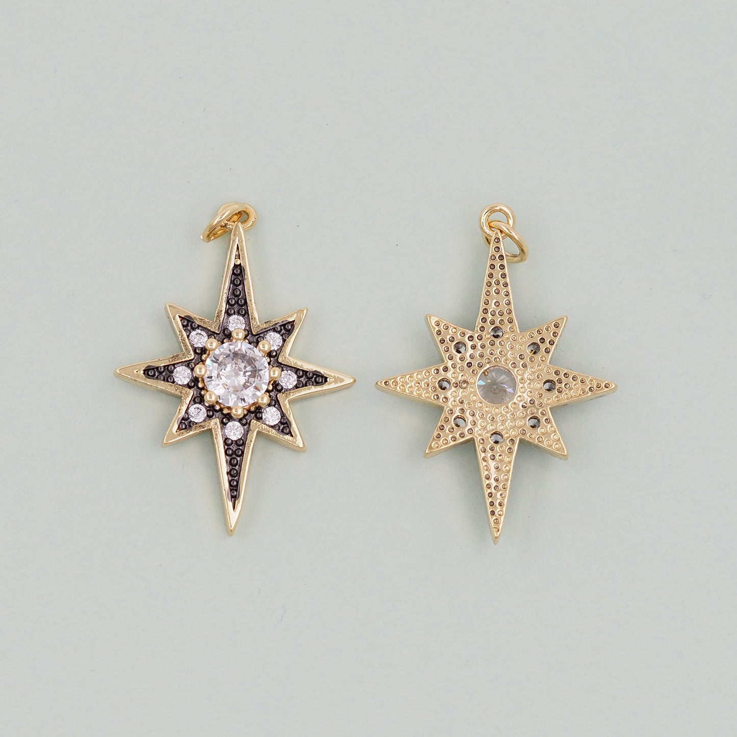 Gold Star Charms,18K Gold Filled Starburst Pendant,North Star Charm Bracelet Necklace for DIY Jewelry Making Supply