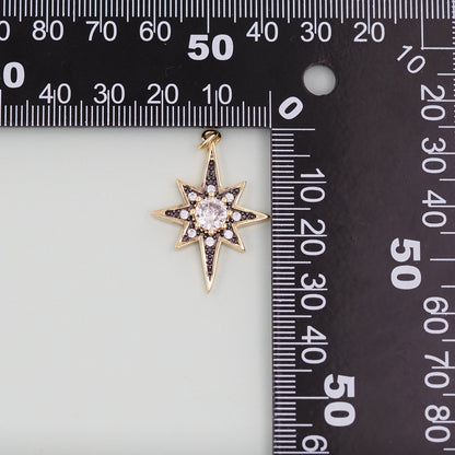 Gold Star Charms,18K Gold Filled Starburst Pendant,North Star Charm Bracelet Necklace for DIY Jewelry Making Supply