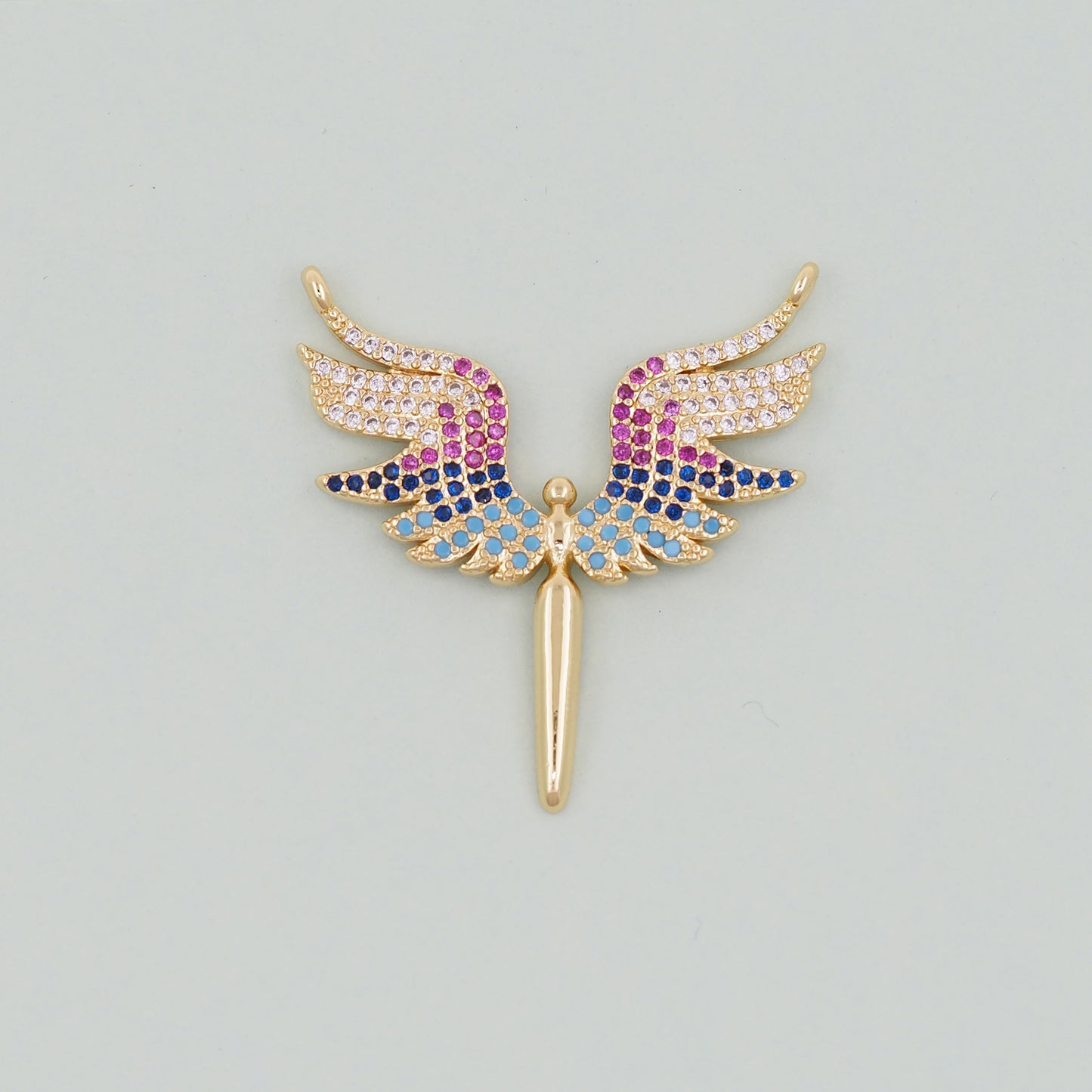 Gold Angel Charms,18K Gold Filled CZ Angel Pendant,Angel Charm Bracelet Necklace for DIY Jewelry Making Supply