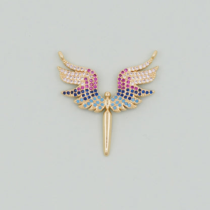 Gold Angel Charms,18K Gold Filled CZ Angel Pendant,Angel Charm Bracelet Necklace for DIY Jewelry Making Supply