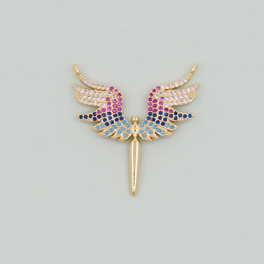 Gold Angel Charms,18K Gold Filled CZ Angel Pendant,Angel Charm Bracelet Necklace for DIY Jewelry Making Supply
