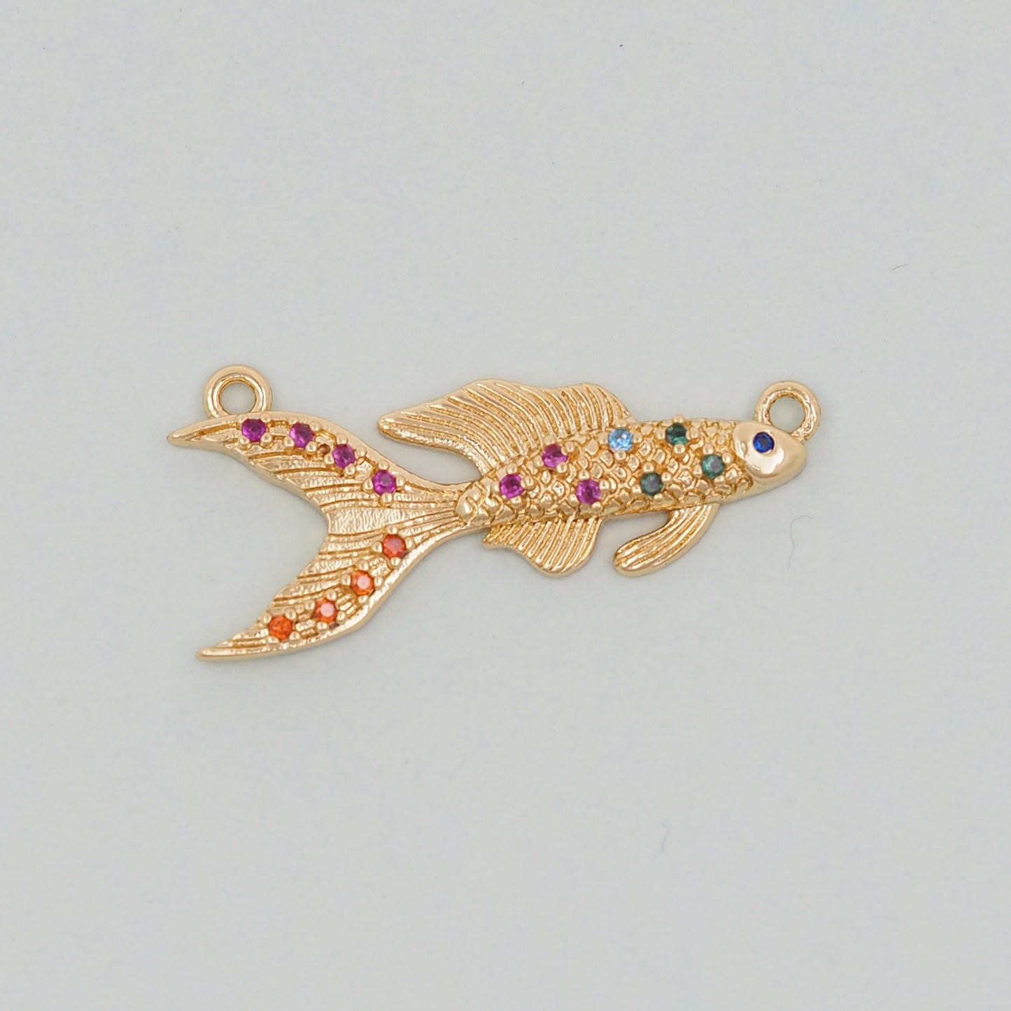 Gold Fish Charms,18K Gold Filled CZ fish Pendant,fish Charm Bracelet Necklace for DIY Jewelry Making Supply
